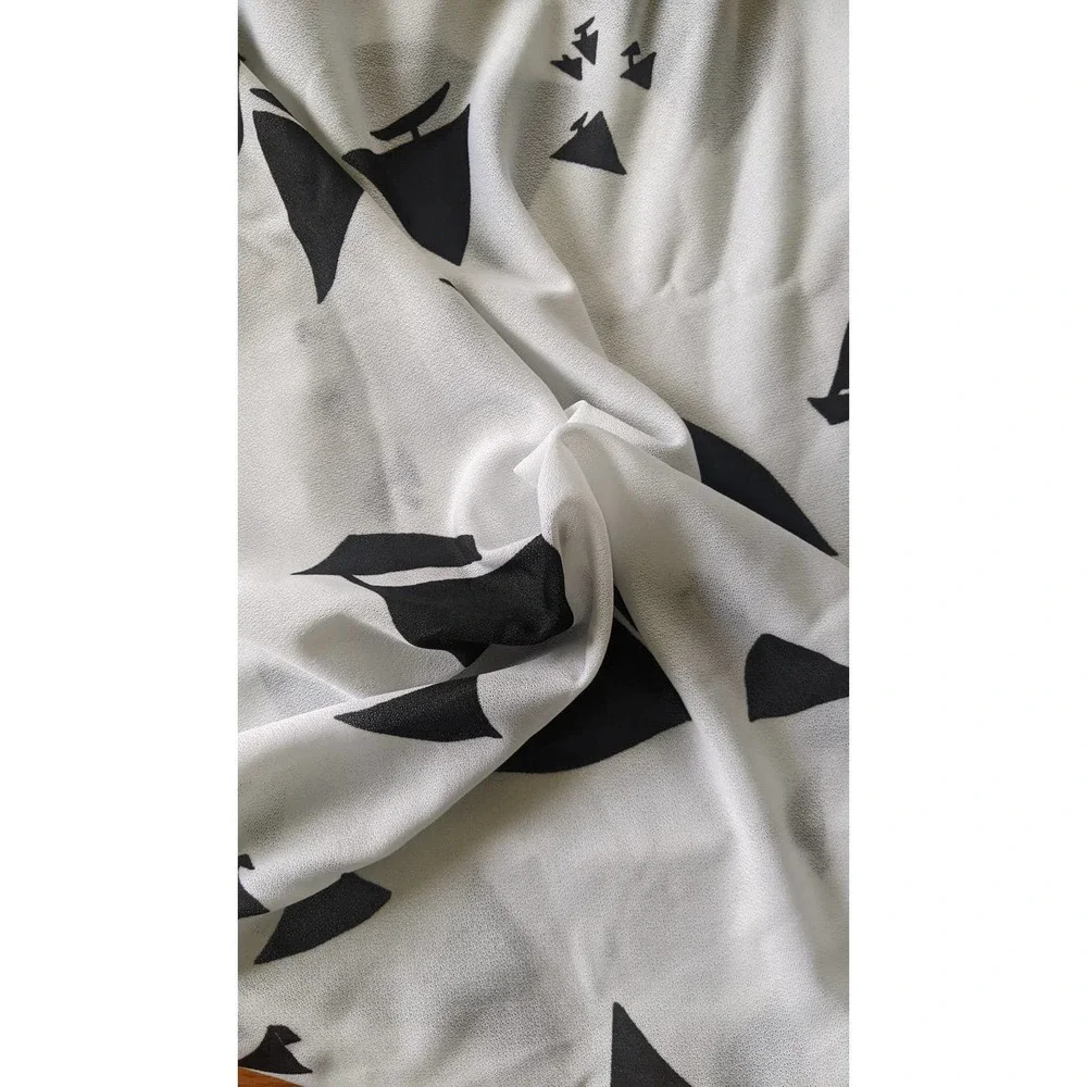 Vintage 1970's‎ Black & White Sail Boat Print Novelty Fabric Synthetic Blend